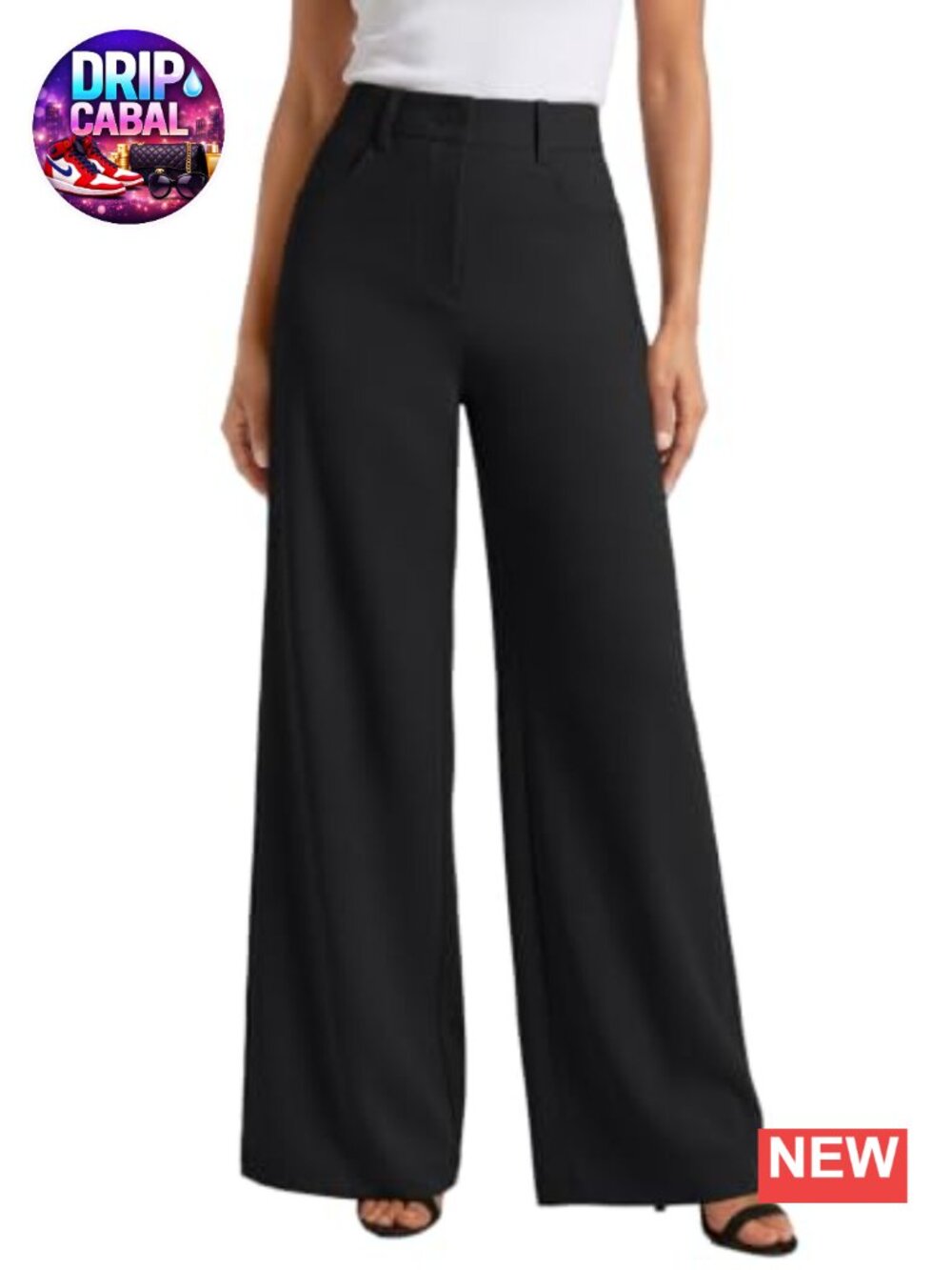 Wide Leg High Waisted Work Pants with Pockets